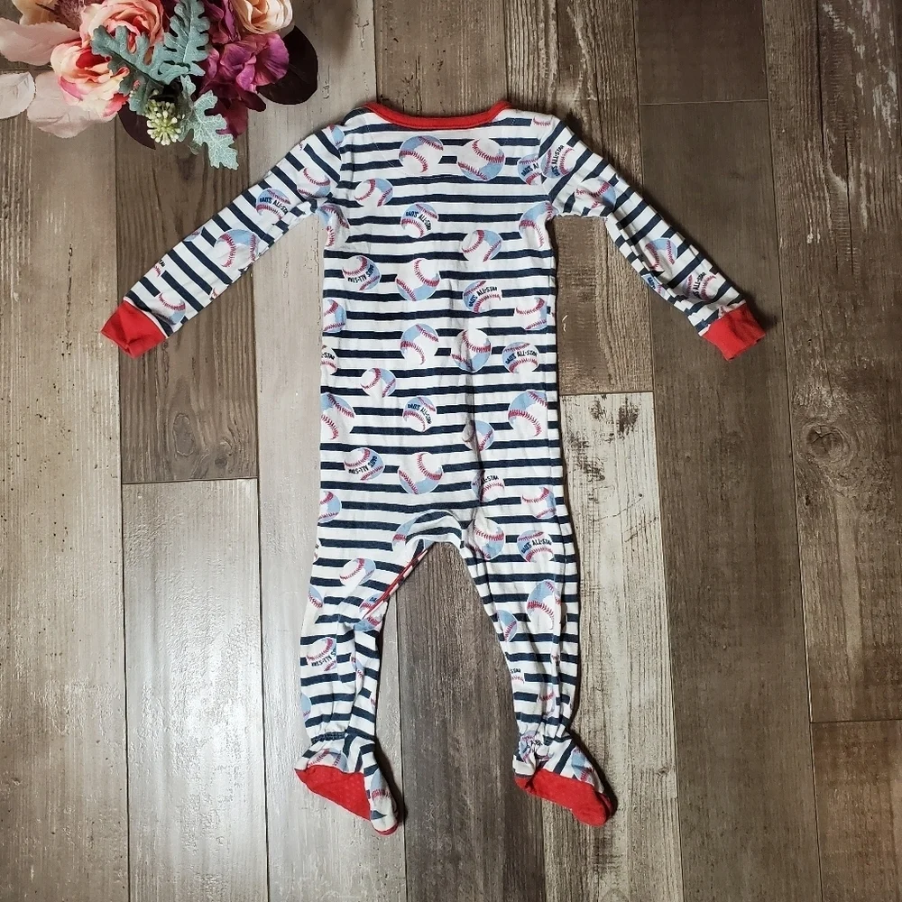 The Children's Place Size 12-18m 100% Cotton Dad's All Star Baseball Footed PJs